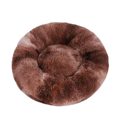 FLUFFY ROUND PET BED-BROWN TIE DYE-40CM I 40cm D
