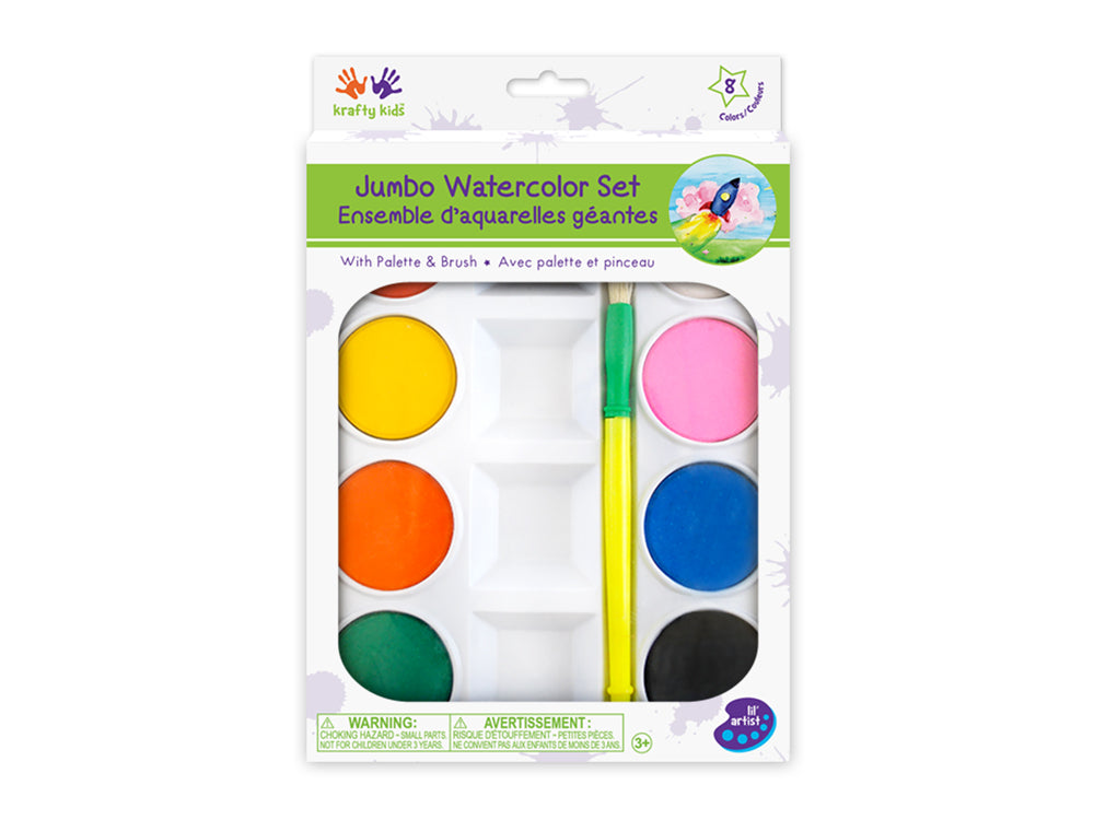 Krafty Kids: Jumbo Watercolor Paint Palette Set w/Brush
