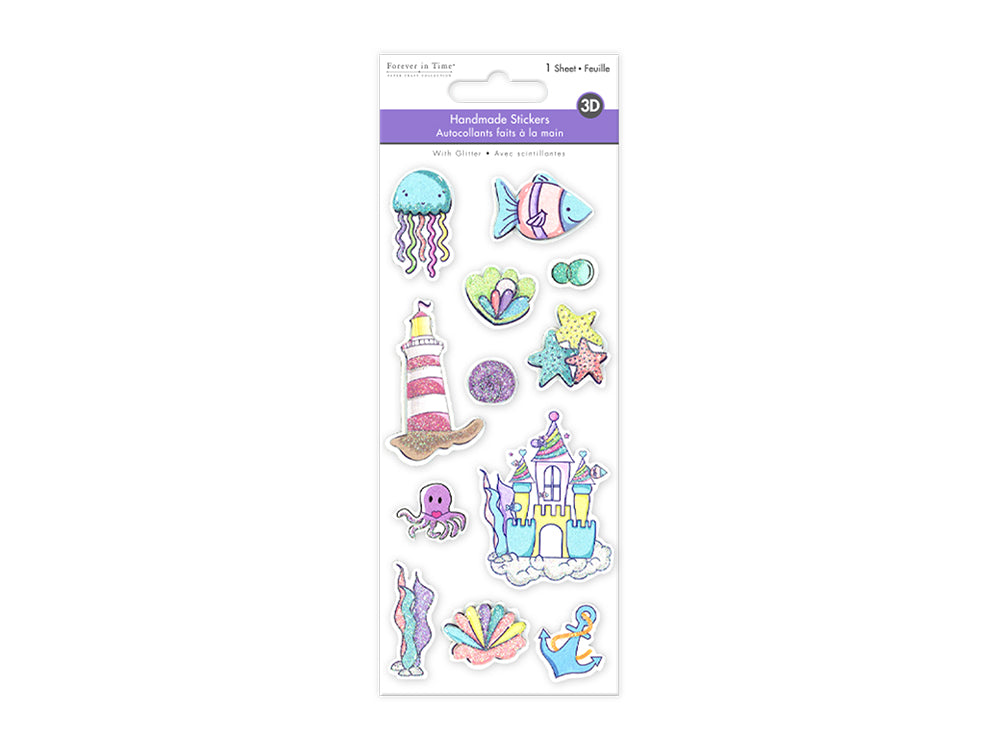 Handmade Sticker: 3D Glitter Cardstock Elements 250gsm A) Under The Sea