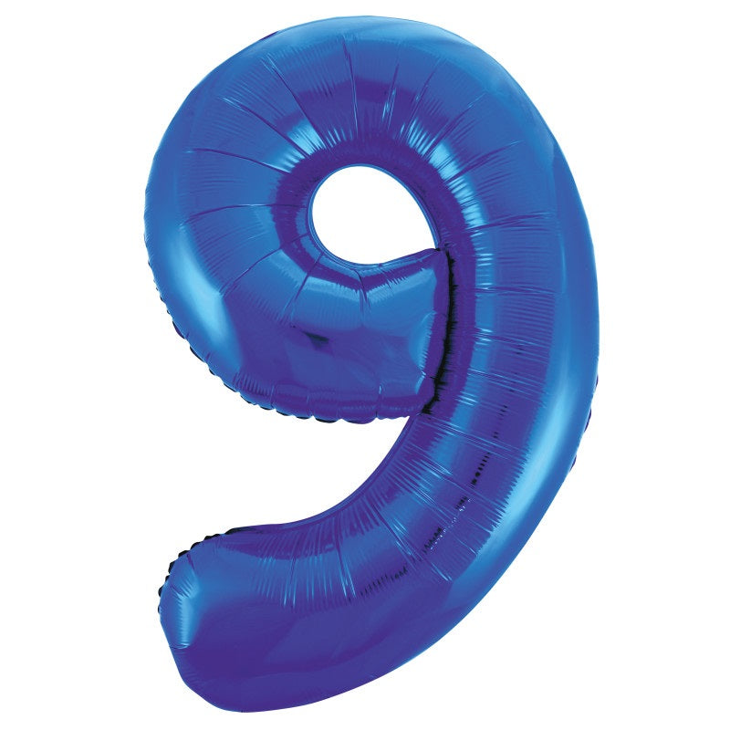 Royal Blue Number 9 Shaped Foil Balloon 34"  Packaged