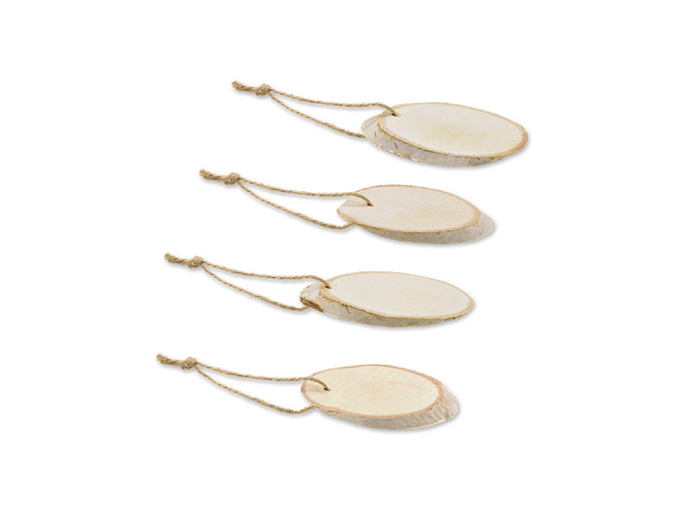 Craftwood: 7cmx4cm Birch Oval Tags/Orns 4pc w/Jute Cord