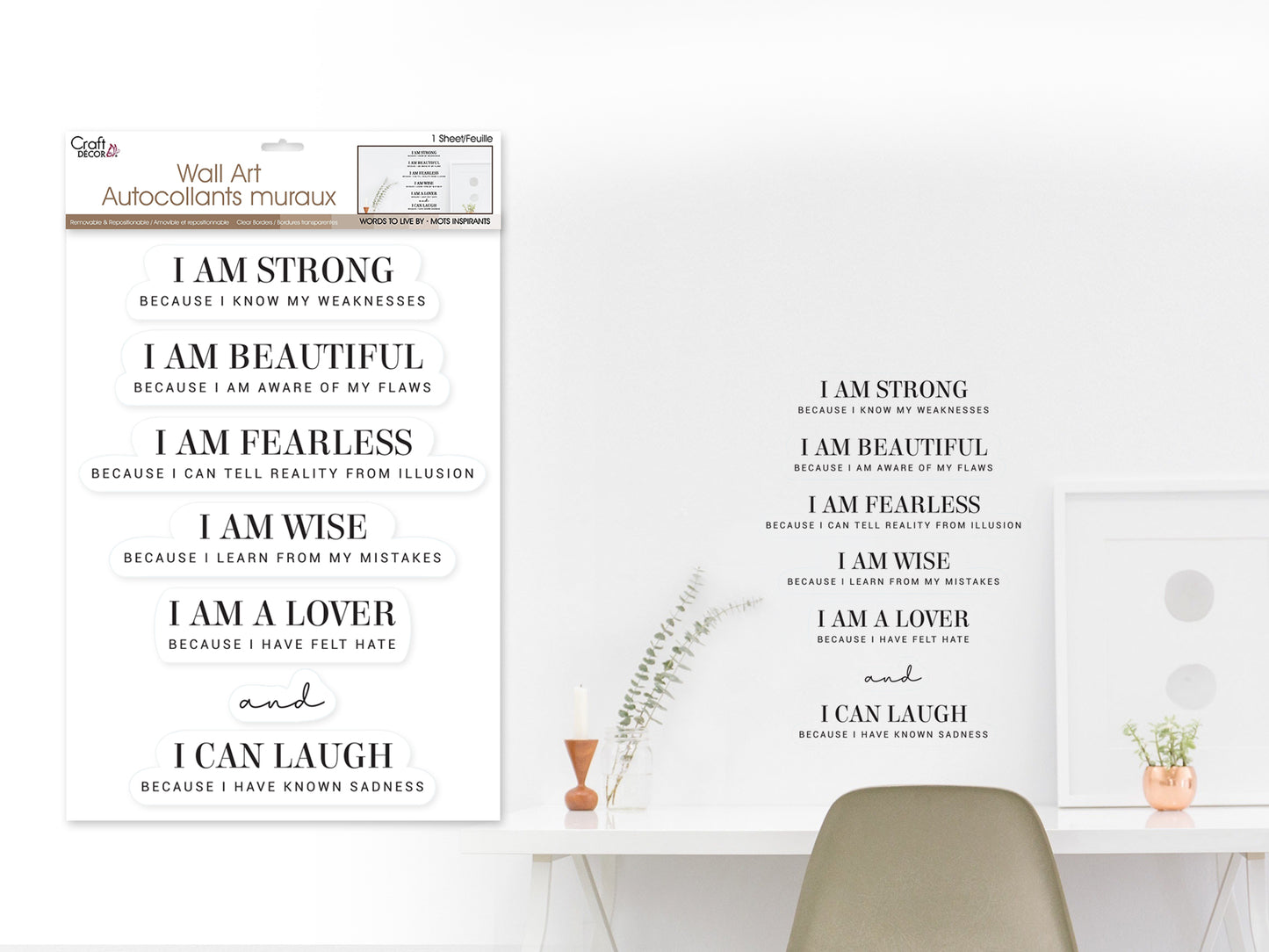 Craft Decor: 11.8"x15.75" 'Words To Live By..' Wall Art K) I Am Strong..