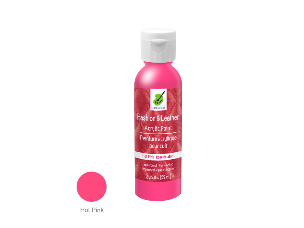 Color Factory: 2oz Fashion & Leather Acrylic Paint LD01-LD10 LD02) Hot Pink