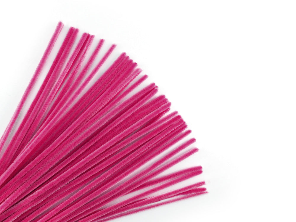 Chenille Stems: 6mmx30cm Standard Pipe Cleaners 40pc Q) Fuschia
