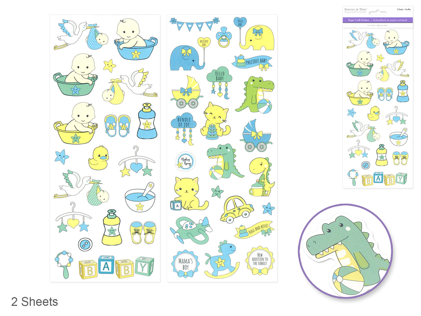 Paper Craft Sticker: 5"x12" 2-Sticker Themed Set B) Baby Boy