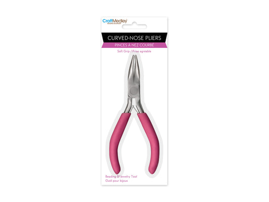 Beading/Jewelry Tool: Curved Nose Pliers w/Soft Grip Handle