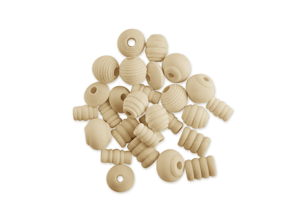 Craftwood: Asst Fancy Beads 28/pk Natural