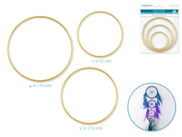 Craft Medley: Brass Rings Assortment Pack x3 (2"+3"+4")