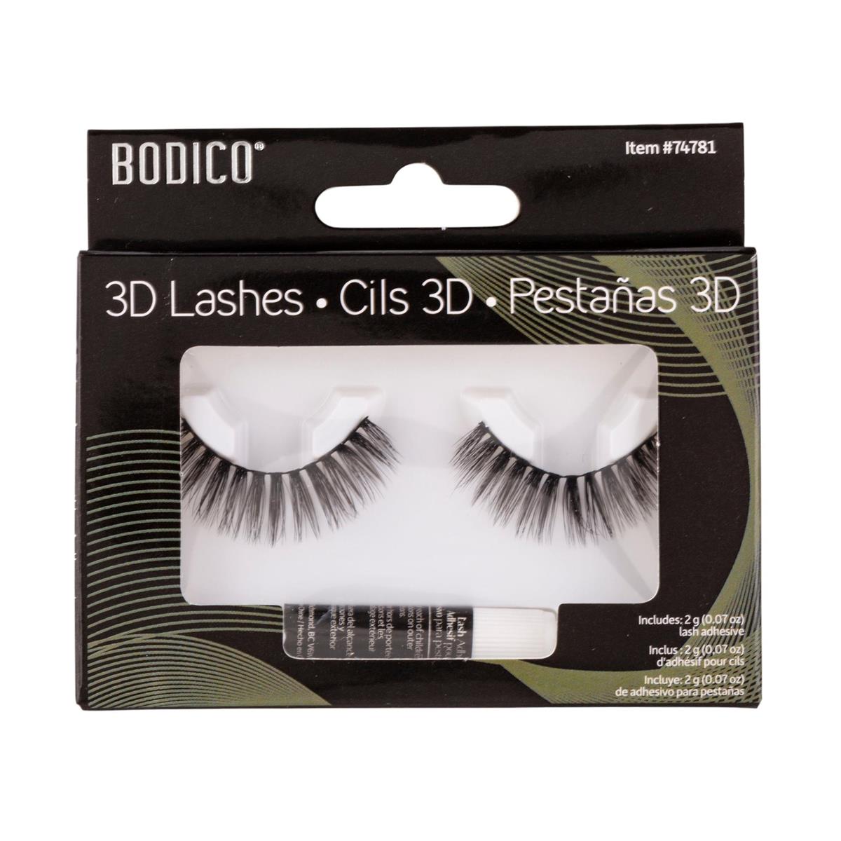 Bodico, 3D Lux Eyelashes, with adhesive, col box