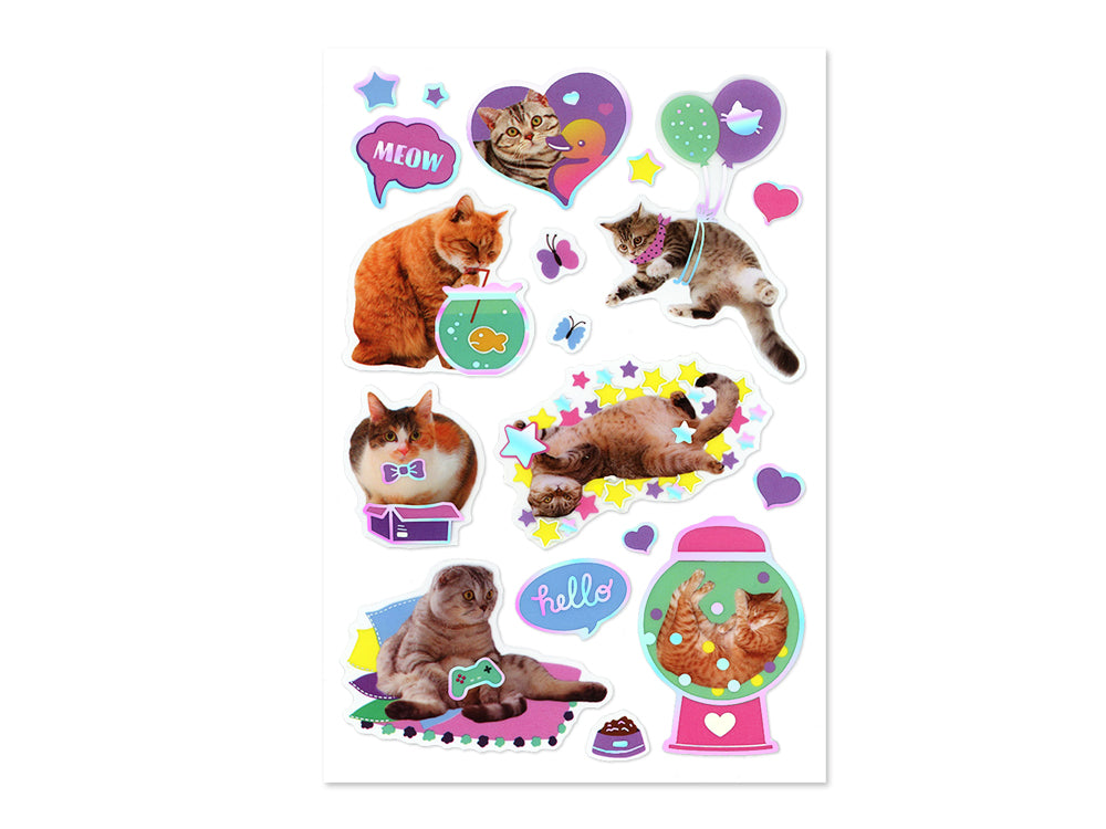 Paper Craft Sticker: 5.5"x8.25" Foil Accents Clear J) Cat Fun