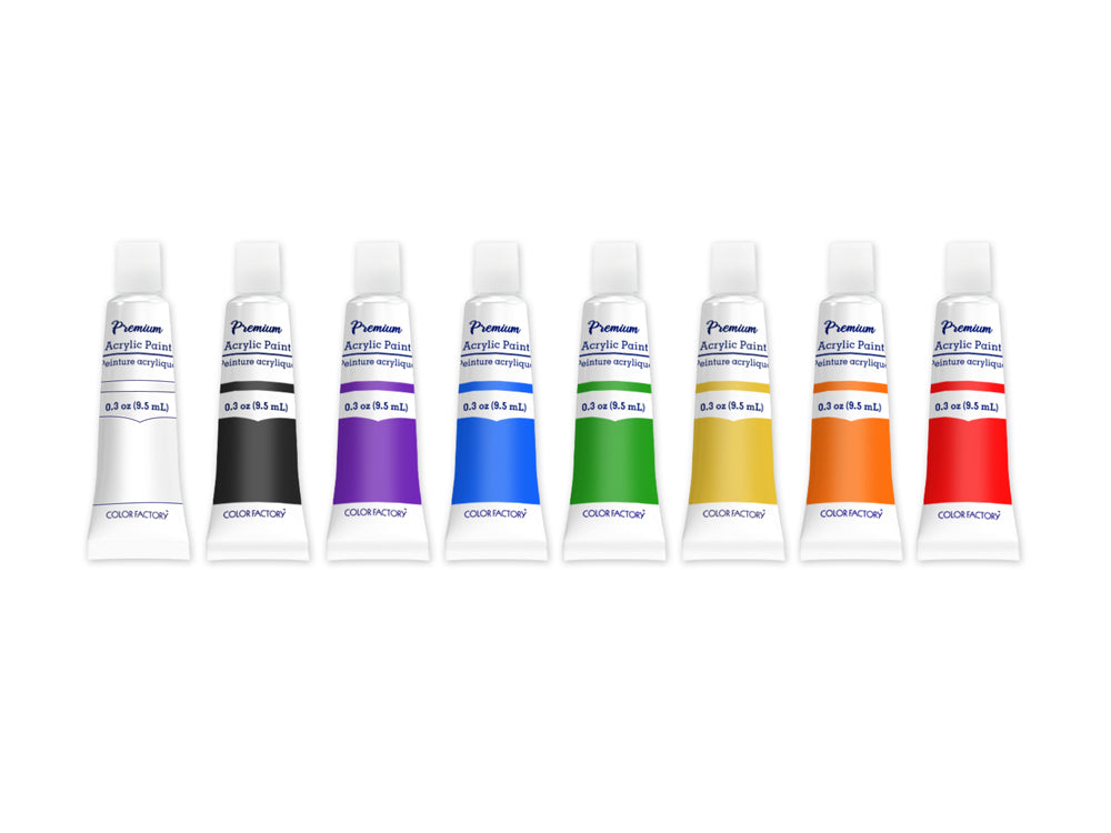 Color Factory: 76ml Premium Acrylic Paint Set 8x9.5ml Tubes A) Basics