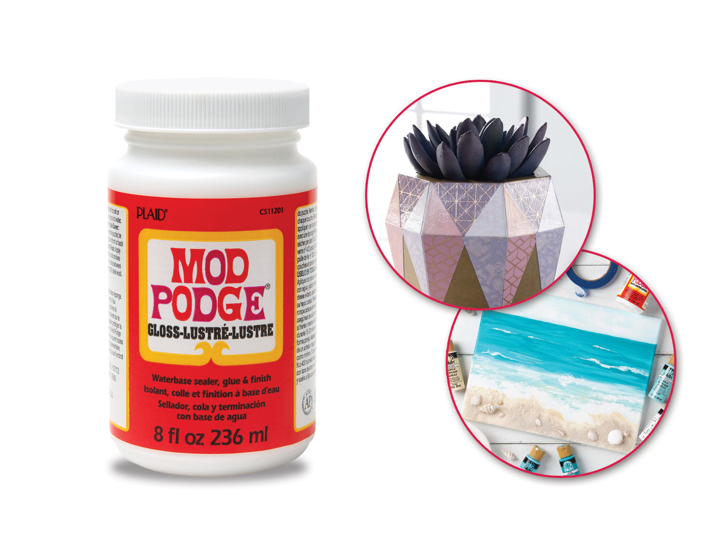 Mod Podge: 8oz All-In-One Glue/Sealer/Finish Non-Toxic A) Gloss