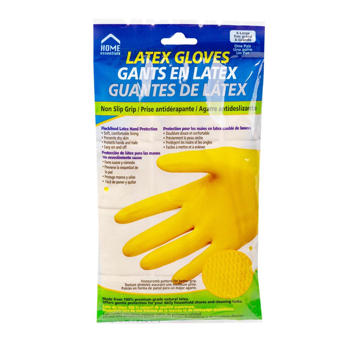 H.E.Rubber Household Gloves, Sz: XL 15 mil, 11.8"L, Flocklined