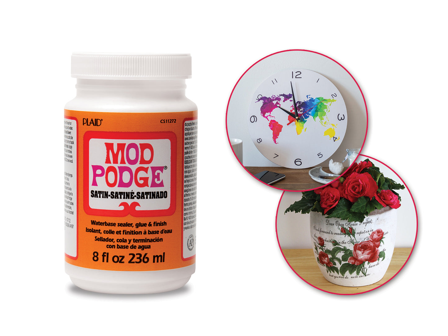 Mod Podge: 8oz All-In-One Glue/Sealer/Finish Non-Toxic C) Satin