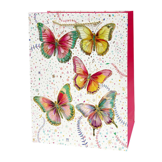 Paper T. Gift Bag, Large, Big Butterflies, Matte + HS, 210gsm, Tag + J-Hook