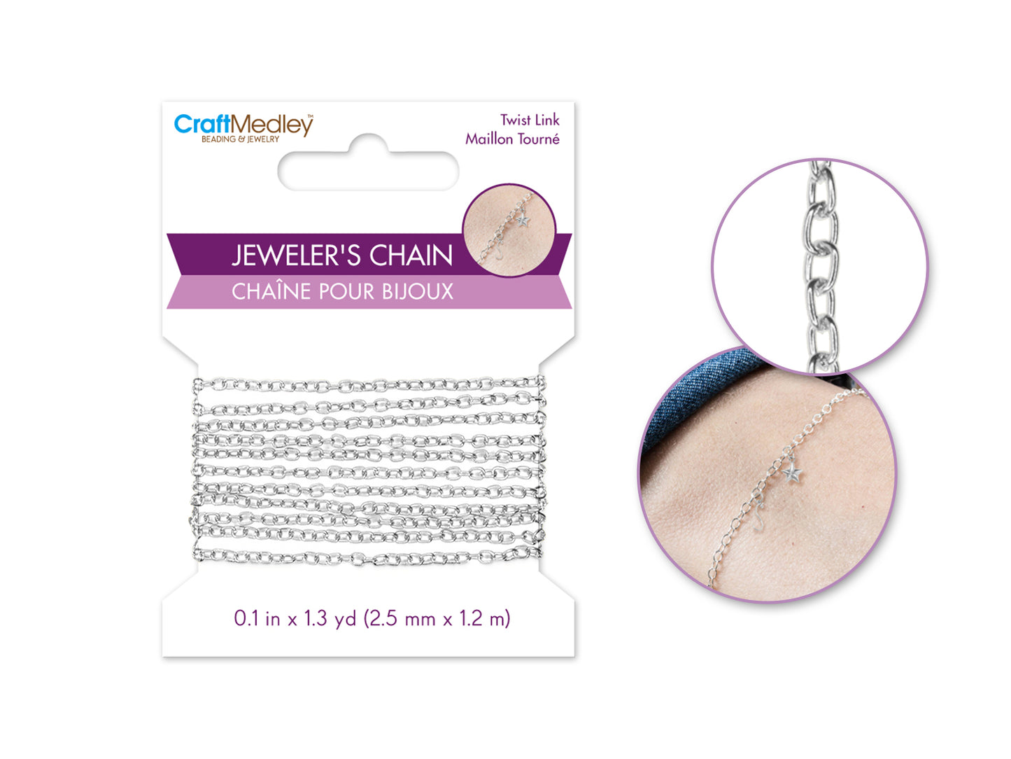 Jewelry Findings: 2.5mm x 1.2m Jeweler's Chain A) Silver