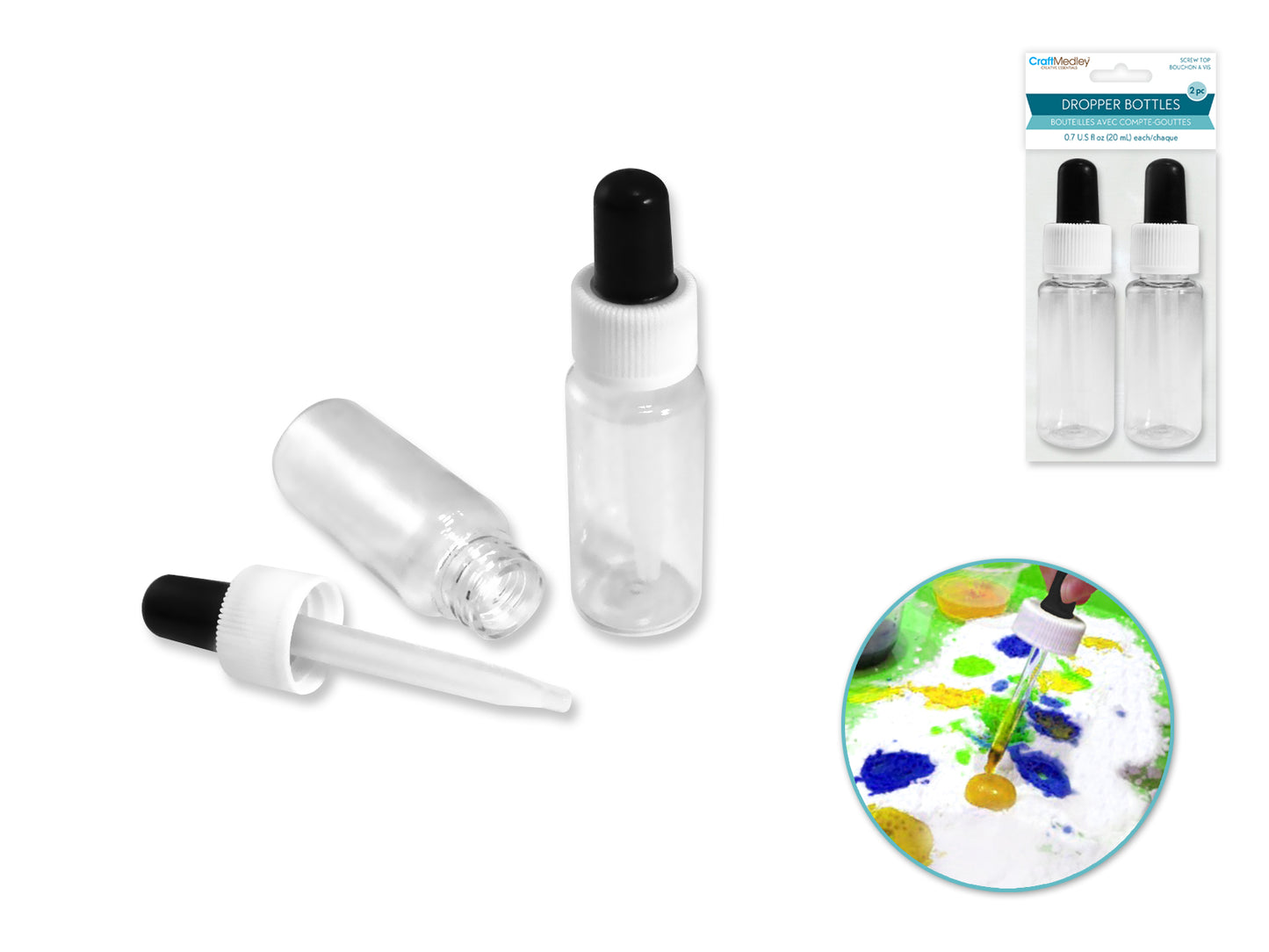 Plastic Bottles: 20ml Dropper Bottle 2/pk Screw-Top