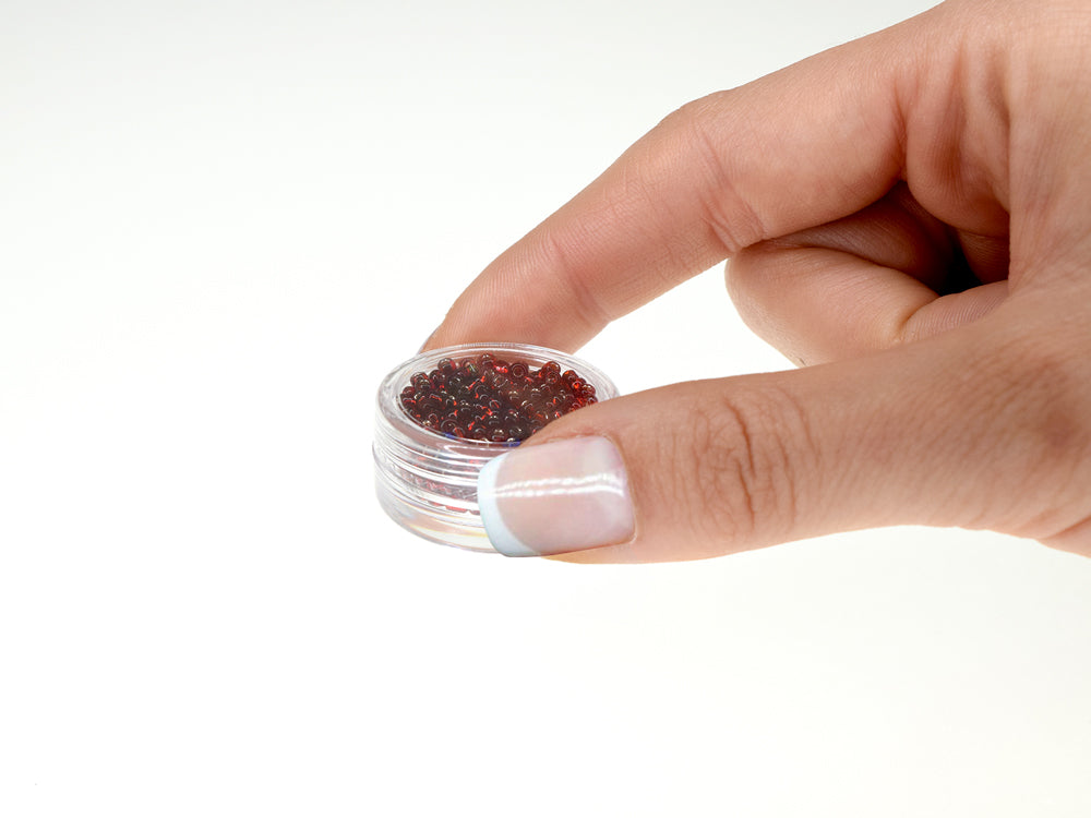 Craft/Bead Storage: 3x1.3cm Screw-Top Mini Canisters x12 in Storage Box