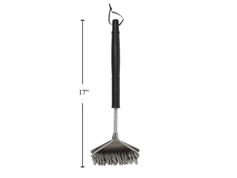 BBQ 17" S.S. Single Coil Wire Grill Brush w/Scraper, cht