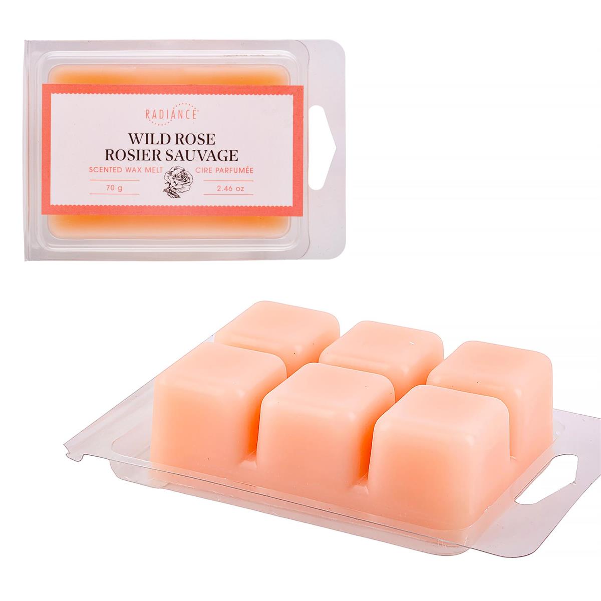 6pc Frosted Scented Wax Melts, Wild Rose, PVC box, 8/tray