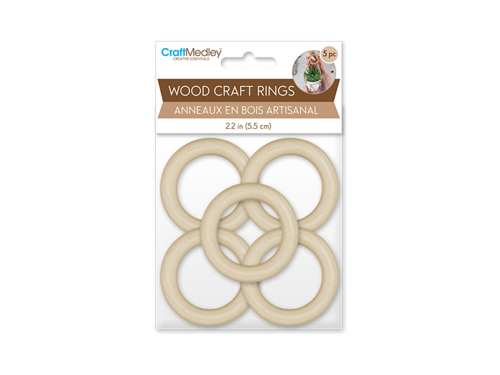 Craftwood: 55mm Craft Rings x5 Natural