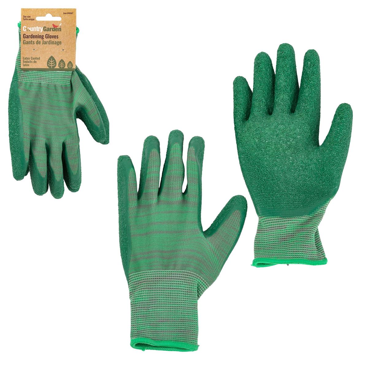 Garden E. Latex/Nylon Garden Gloves One Size, Green, hang tag