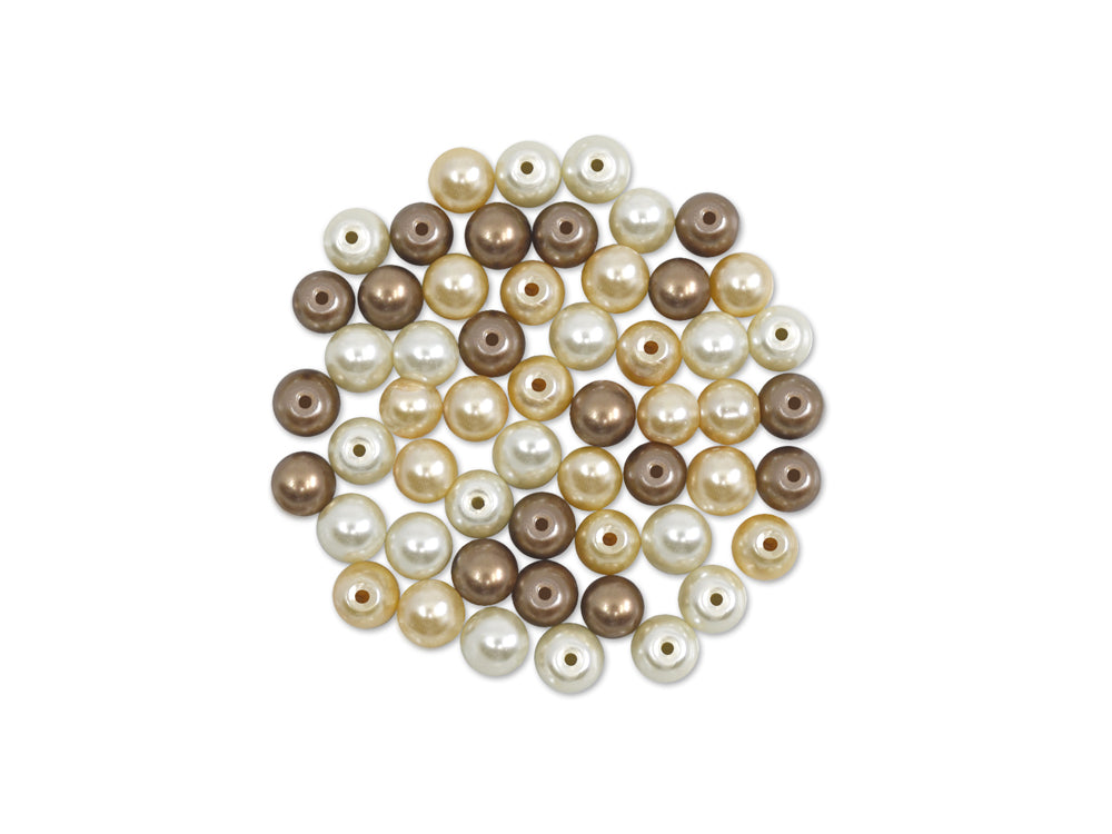 Pearl Beads: 8mm Glass Fired Pearls 35g 3-Col Asst Multi-Pack B) Java