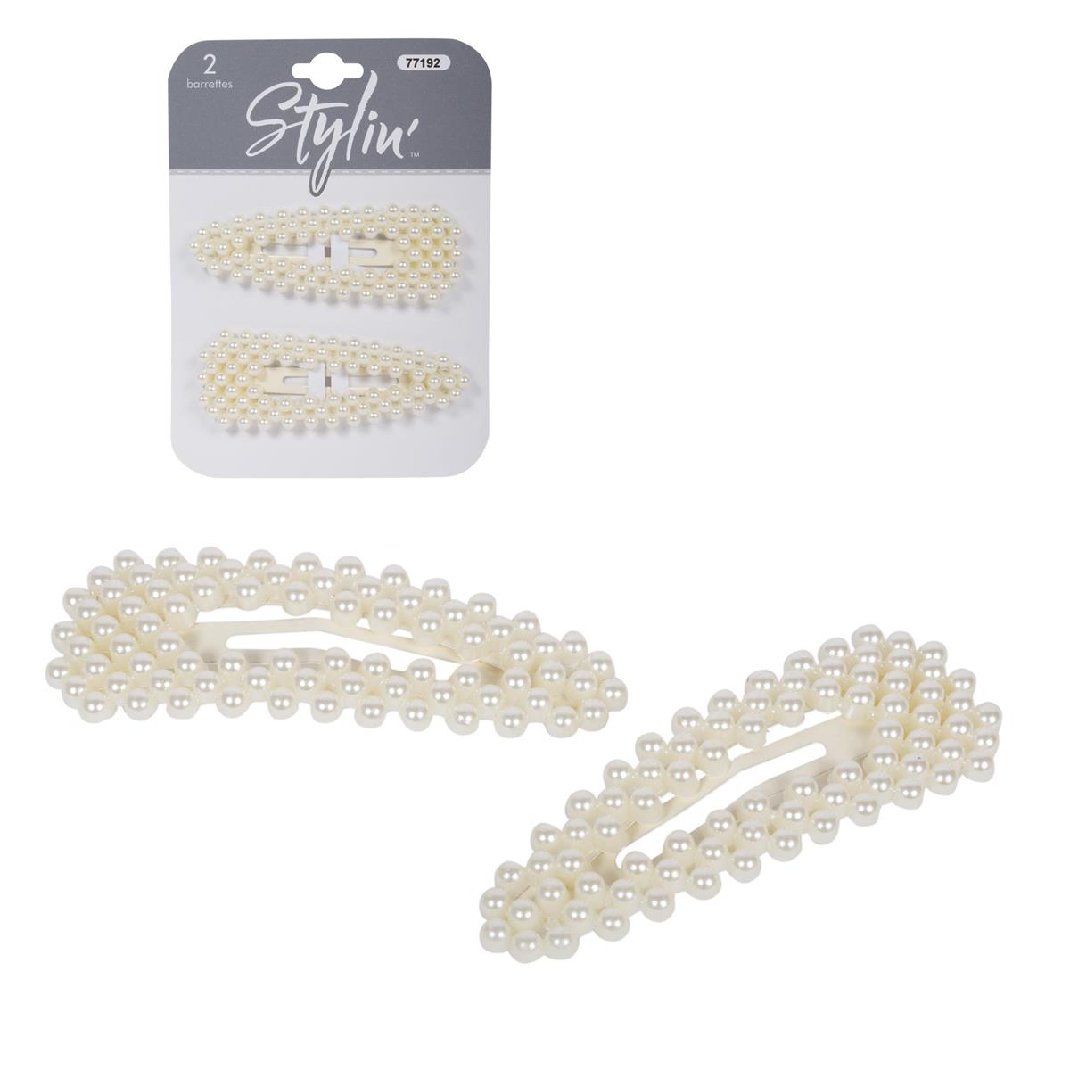 Stylin, 2-pc Pearl Snap Barrettes, hc