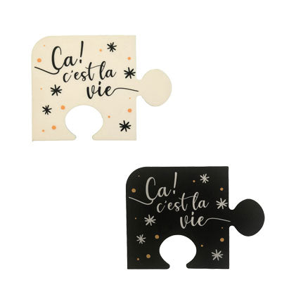 *SILICONE 4PK-PUZZLE COASTER SET-CCLV-B/W 3