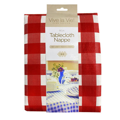 PEVA TABLECLOTH-PLAID-RED 60X84