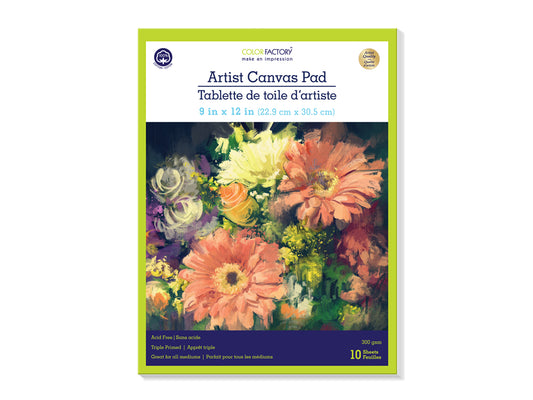 Artist Canvas Pad: 9"x12" Triple Primed 10 Sheets 100% Cotton