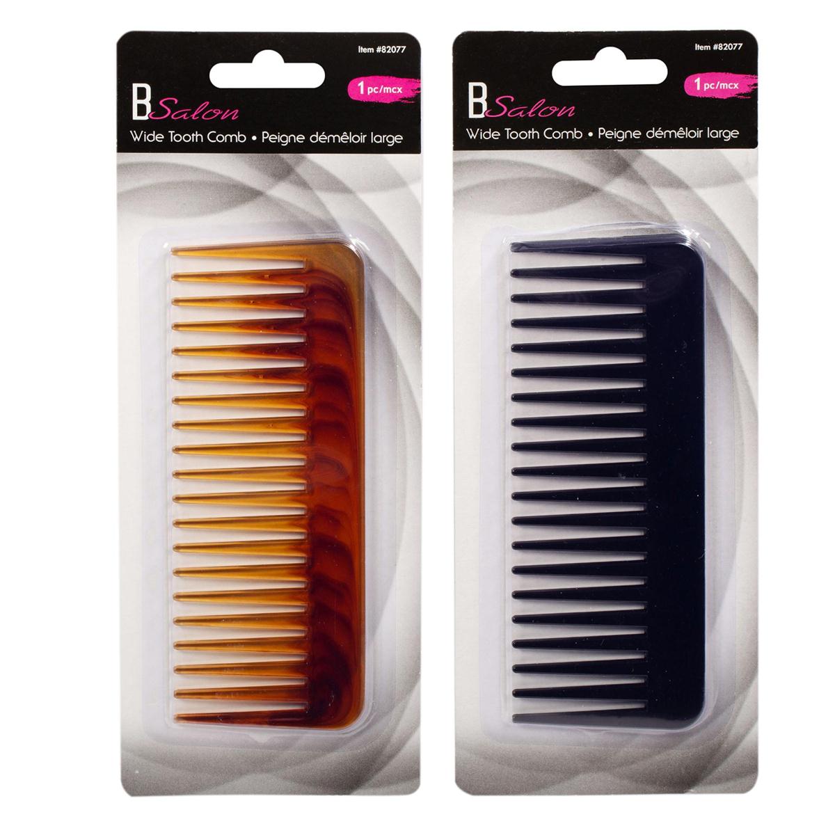 Bodico 1-pc Wide Tooth Comb, 2 col: black & tortoise, b/c(HZ)