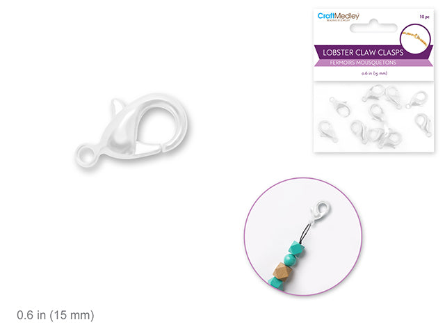 Jewelry Findings: 15mm Lobster Claw x10 w/Clasp B) Silver
