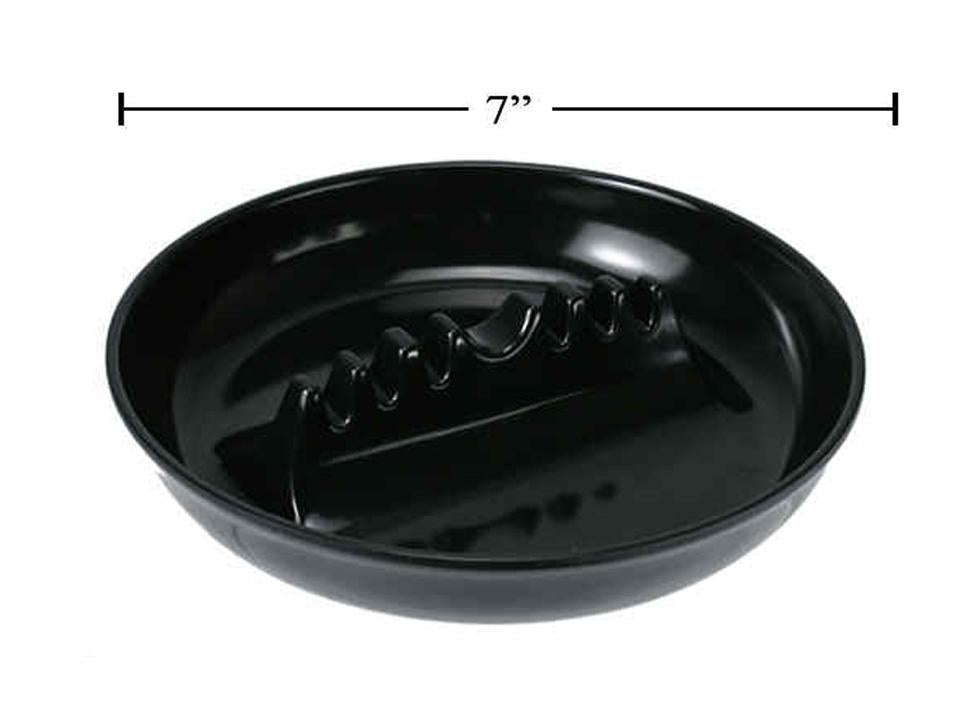 7" Round Melamine Ashtray, label, black