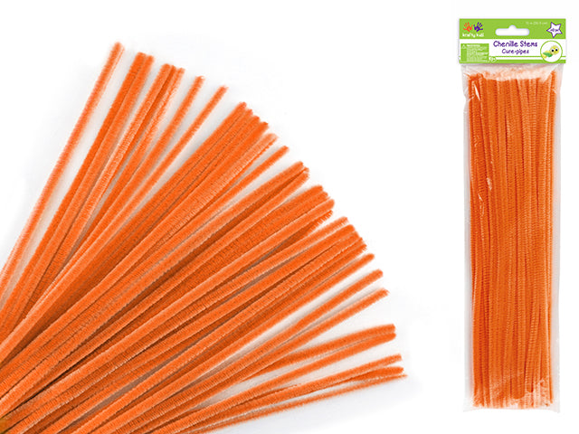 Chenille Stems: 6mmx30cm Standard Pipe Cleaners 40pc J) Orange
