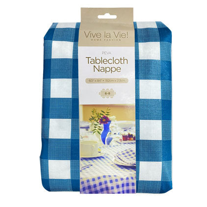 PEVA TABLECLOTH-PLAID-TURQ.60X84