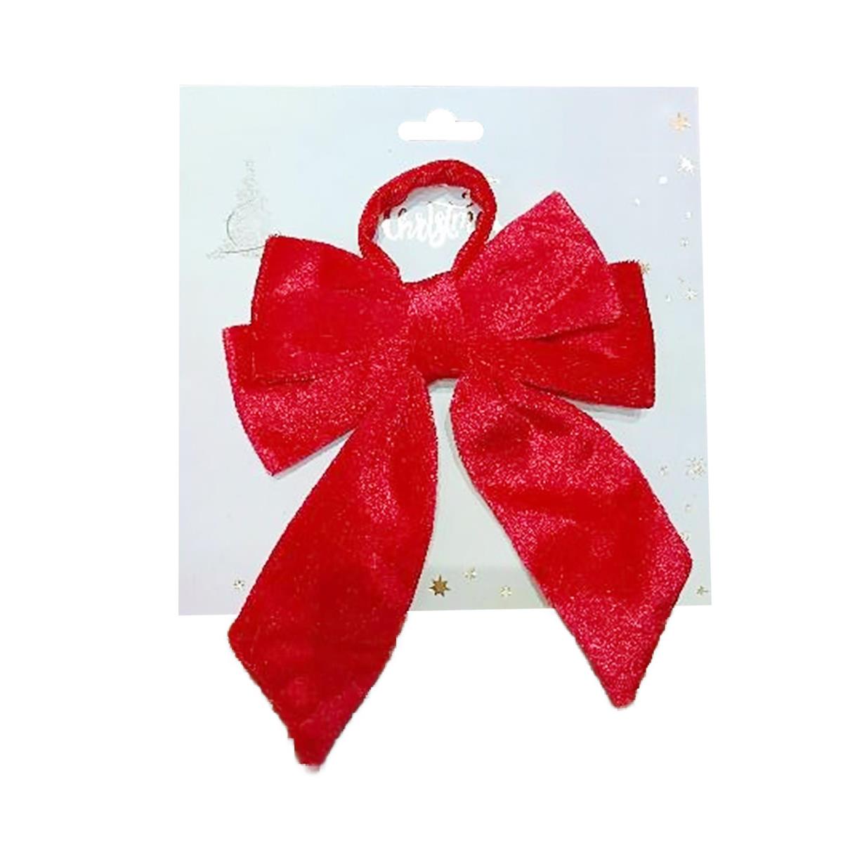 Deco N. Xmas Bow Décor, Red, 6x7", t.o.c.