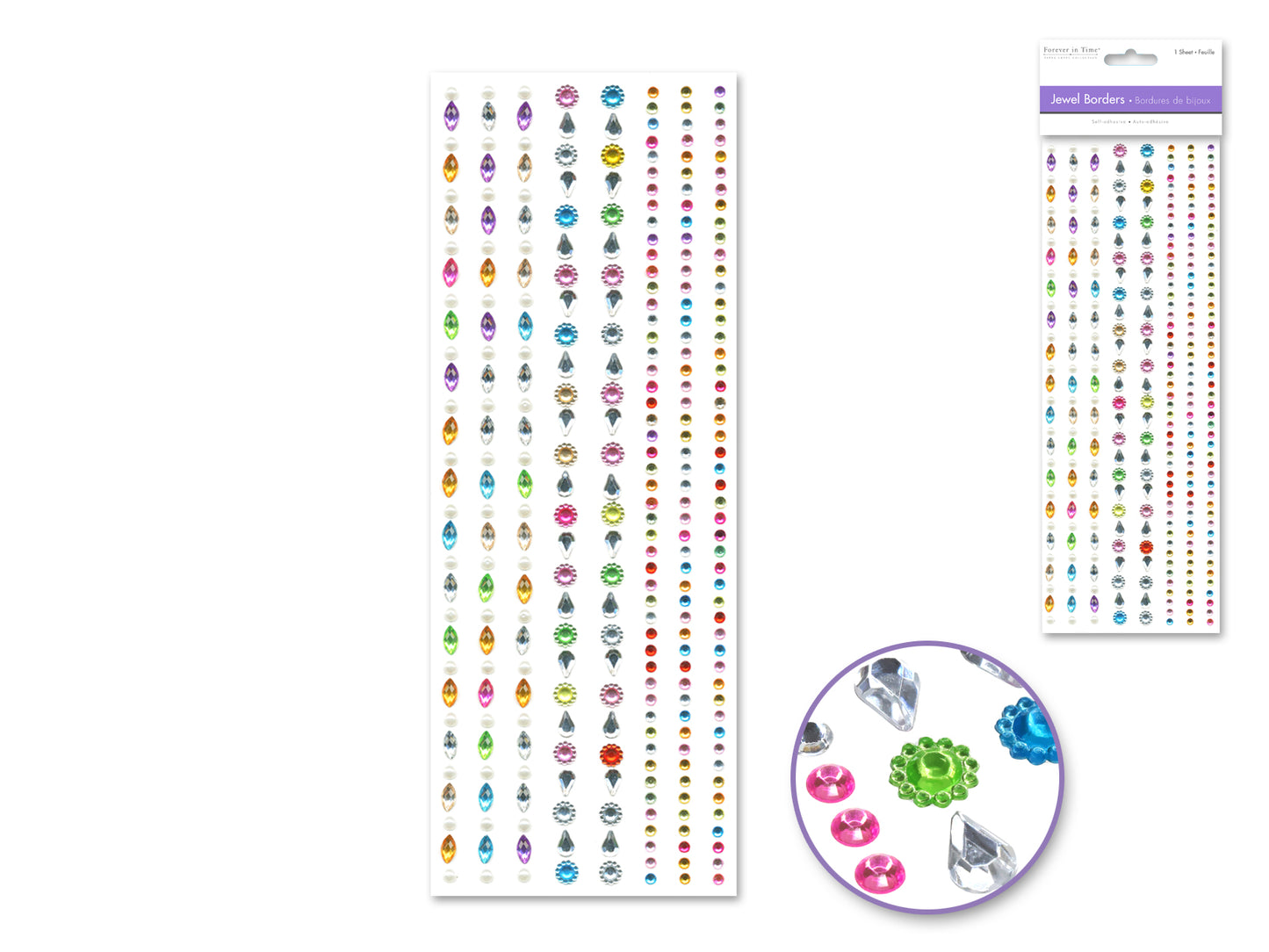 Paper Craft Sticker: 10cmx27cm Jewel Borders P) It's Raining Gems
