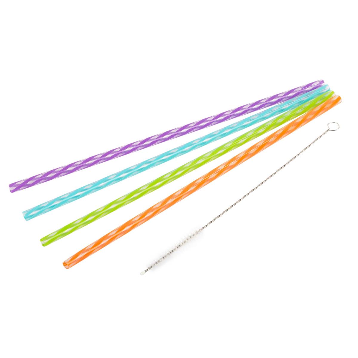 Luciano Reusable 15-pc 11"L Straws, w/ cleaning brush, zip lock bag(CS)