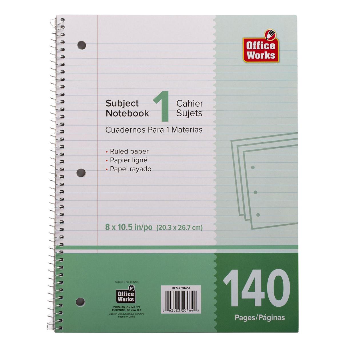 O.WKs. 140-P 1-Subject Notebook Coil, 8x10.5"
