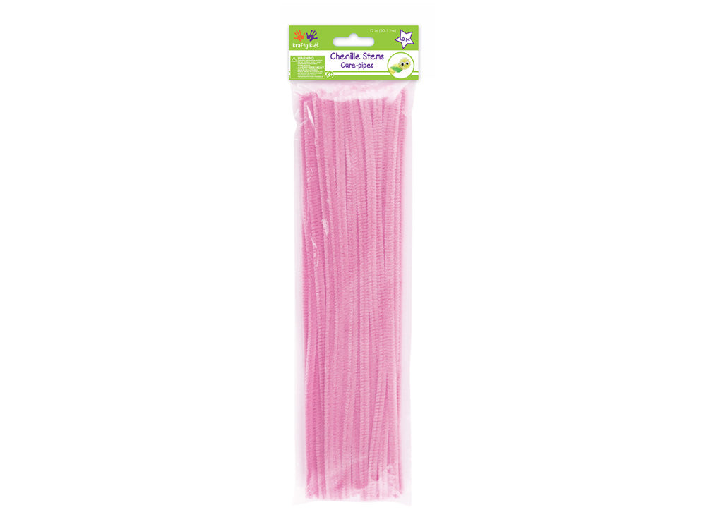 Chenille Stems: 6mmx30cm Standard Pipe Cleaners 40pc H) Light Pink