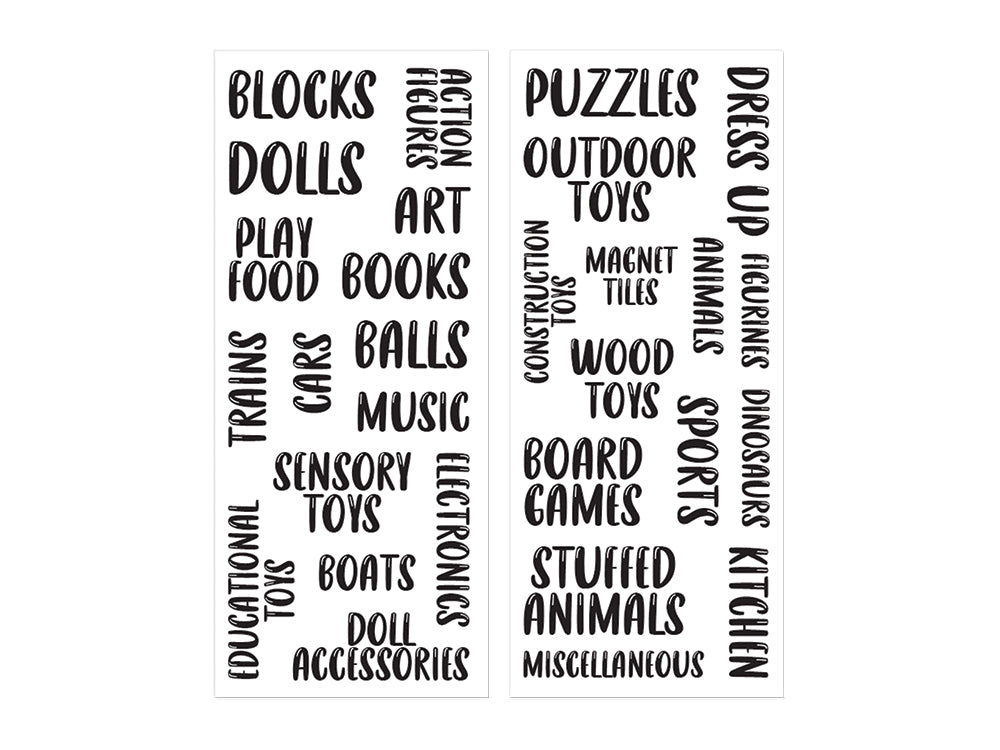 Paper Craft Sticker: 5"x12" Organization Labels Clear 2-Sheets Photo Safe D) Toy Room