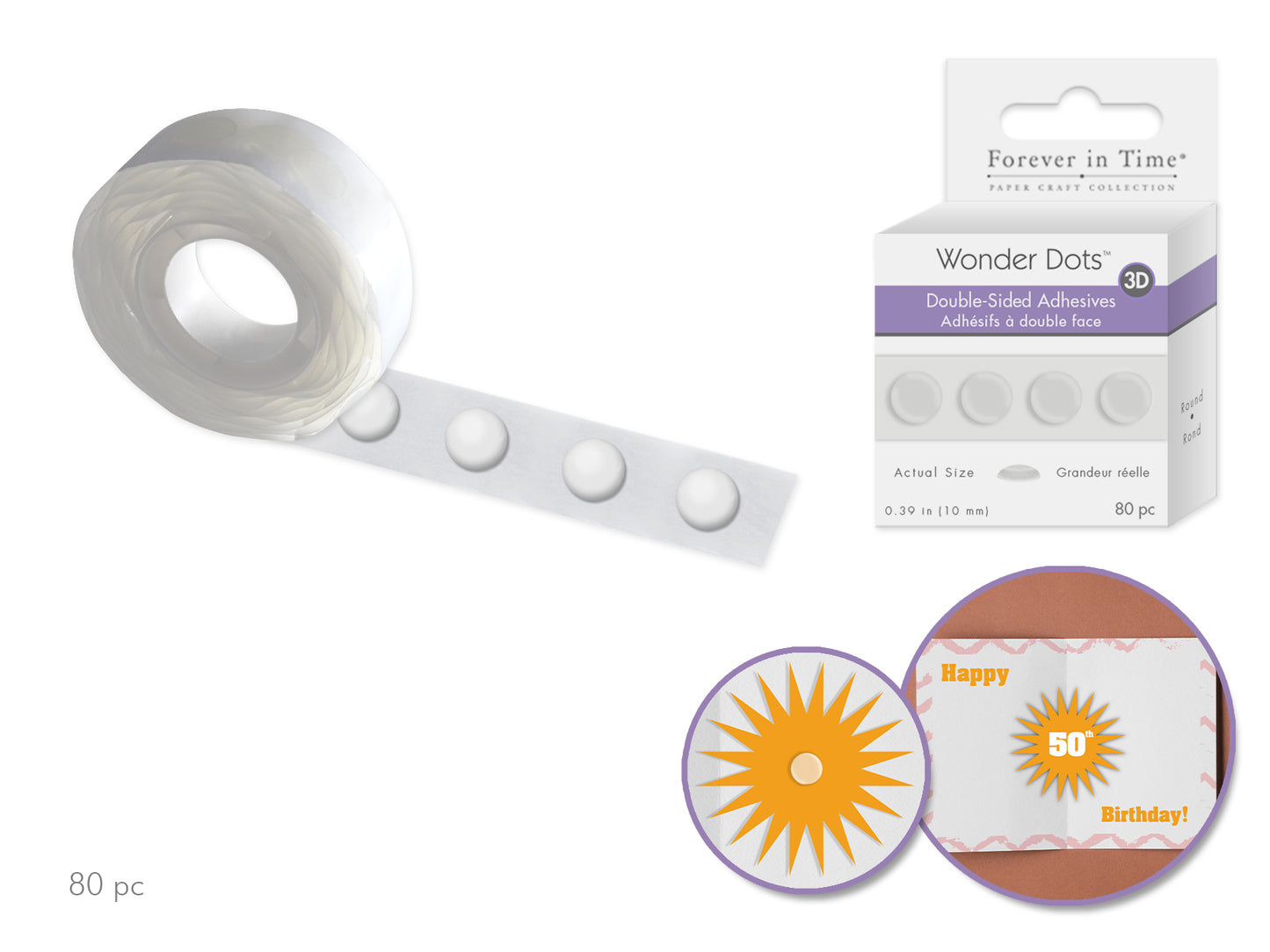 Wonder Dots: 10mm 3D Round Double-Sided Clear Super-Tack x80 1.8mm(T)