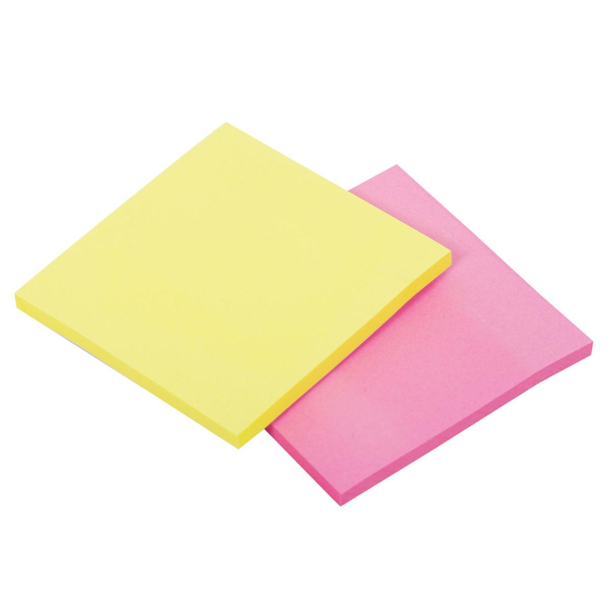 O.WKs. 50-sheet Sticky Notes, 2-pack 75x75mm, Neon Col., pbh
