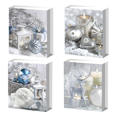 MINI GIFT BAGS-4 ASST. CLASSY SILVER