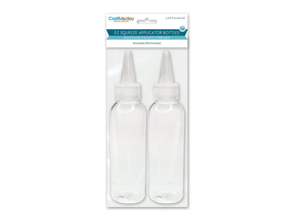 Plastic Bottle: 120ml EZ-Squeeze Clear Paint & Glue Applicator x2