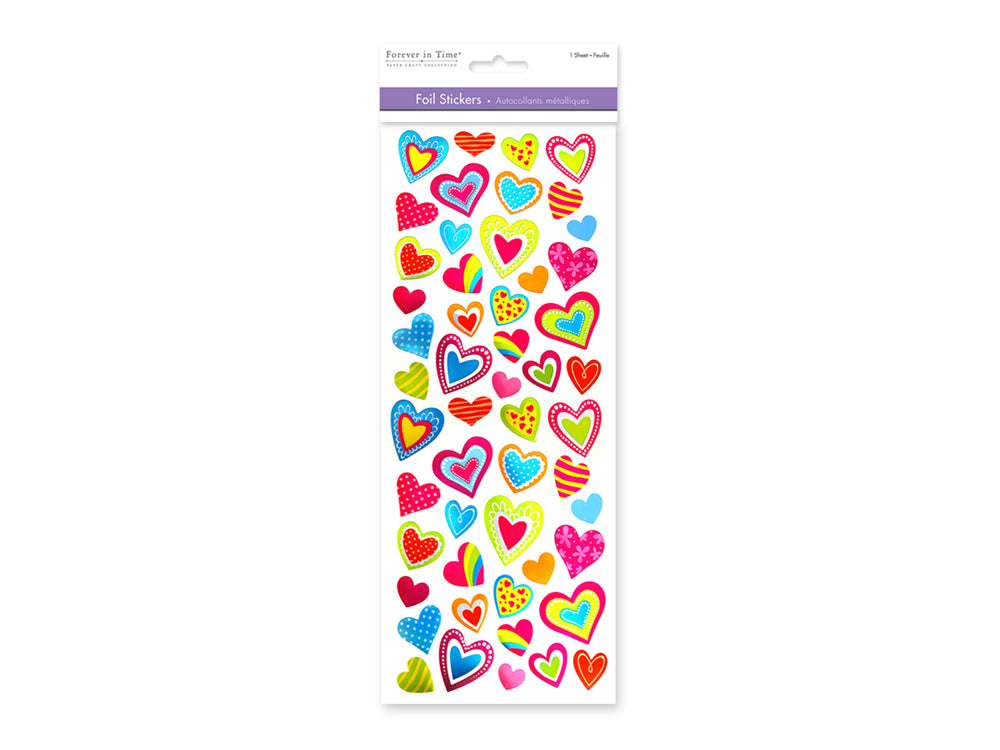 Paper Craft Stickers: 4.75"x12" Foil Icons 3D E) Heart Medley