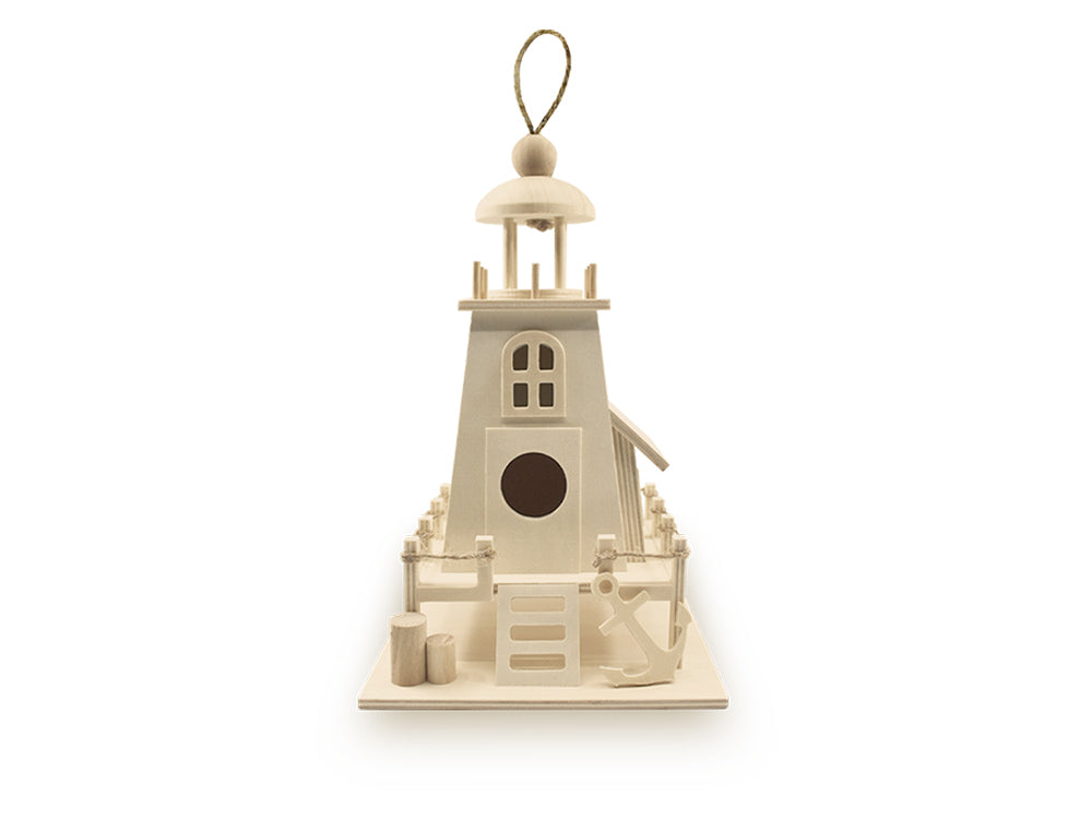 Wood Craft: 8.8"x5.7"x5.5" DIY Lighthouse Landmark w/Jute