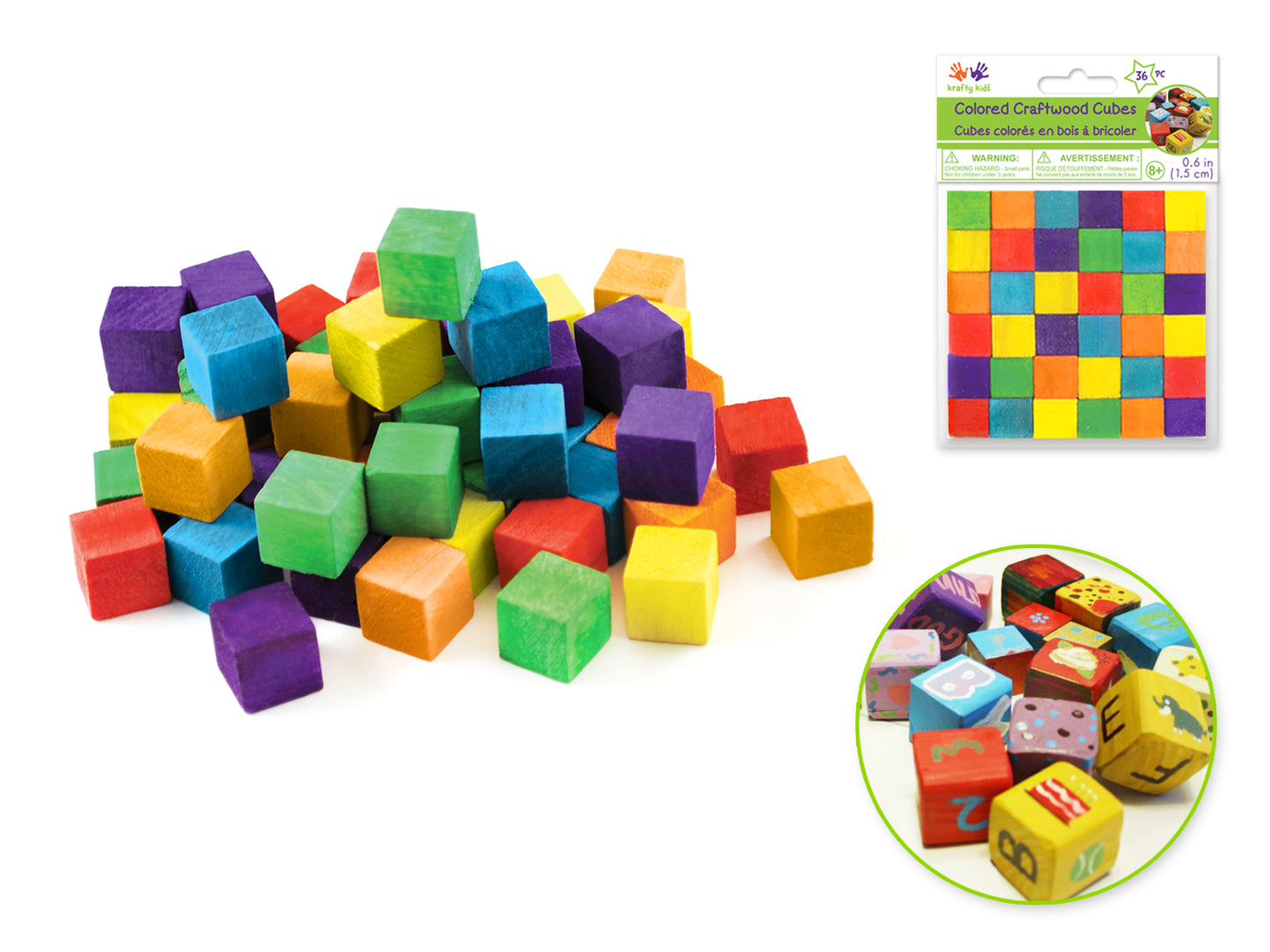 Craftwood: 5/8in (15mm) Cubes 36/pk Colored