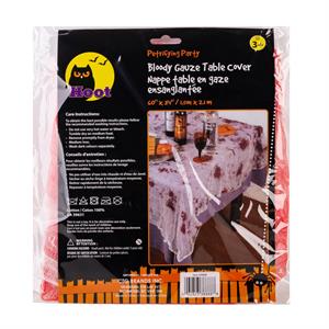 Hoot Halloween 60"x84" Bloody Gauze Table Cover, PP Bag w/ Insert